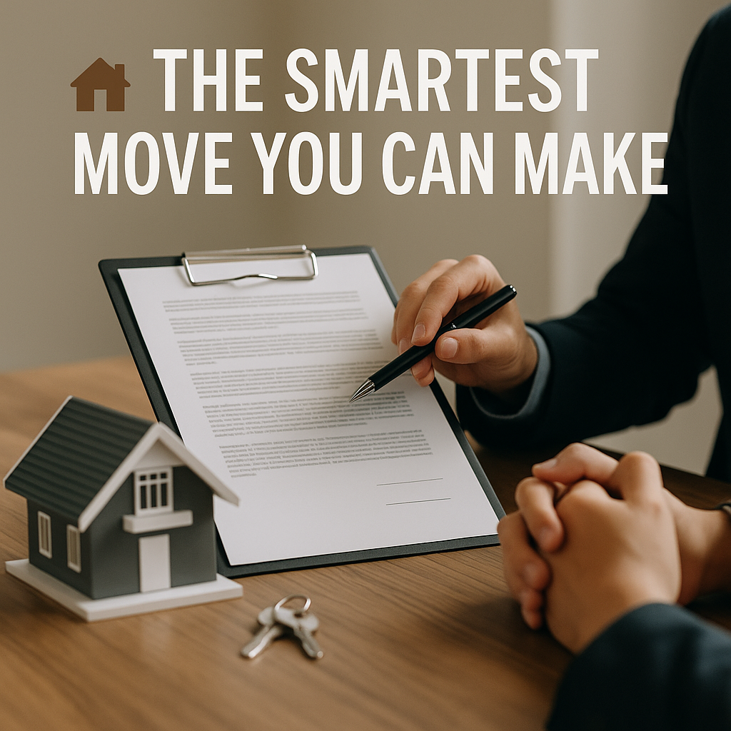 Real estate attorney reviewing a purchase contract with a client, with a house model and keys on the table—symbolizing “review before you sign.”